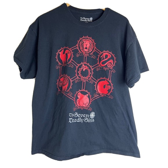 Seven Deadly Sins Other - 7 Seven Deadly Sin Anime Manga Shirt Adult Extra Large Icon Licensed Promo Mens
